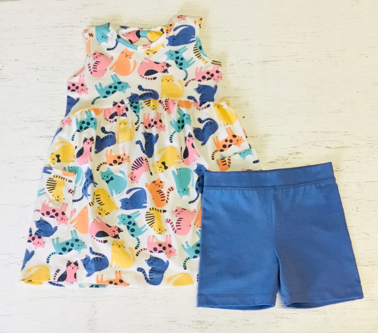 Cat Print Dress w/ Bike Short