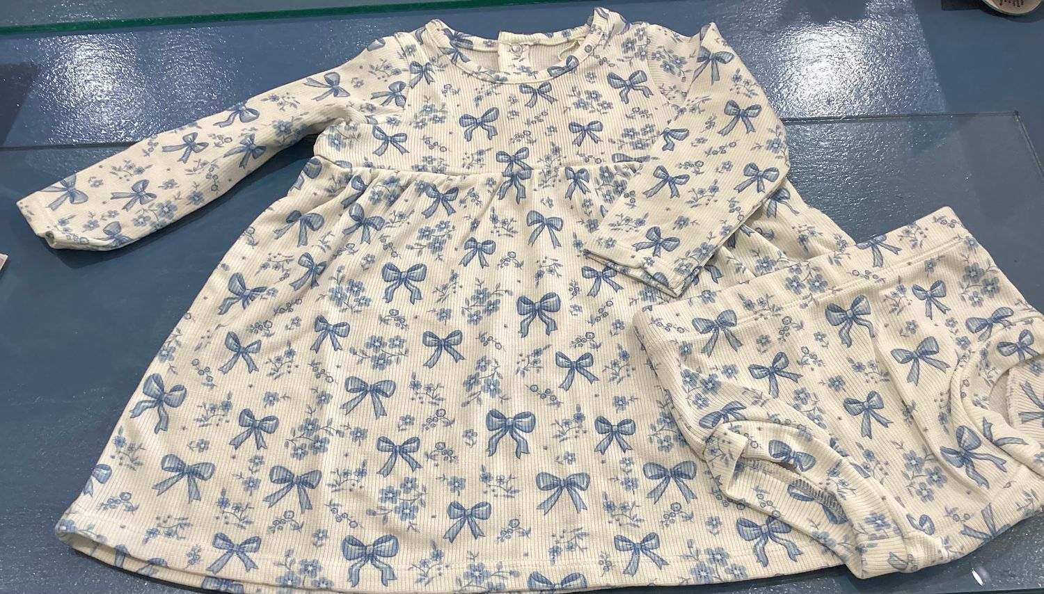 Blue Bows and Flowers Dress &amp; Bloomers