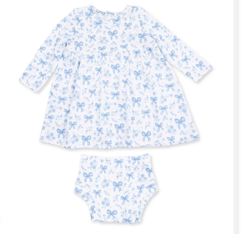 Blue Bows and Flowers Dress &amp; Bloomers