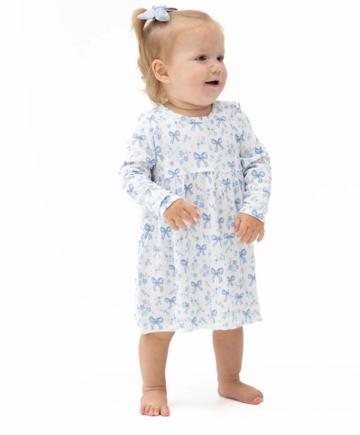 Blue Bows and Flowers Dress &amp; Bloomers