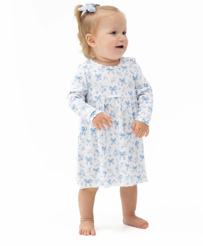 Blue Bows and Flowers Dress &amp; Bloomers