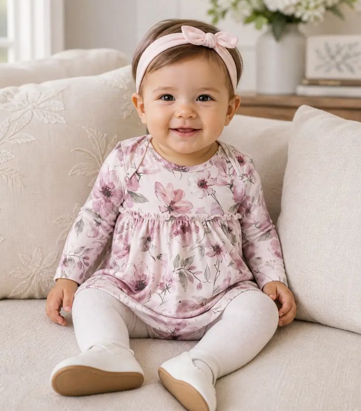 Tesa Babe Watercolor Floral Skirted Bodysuit