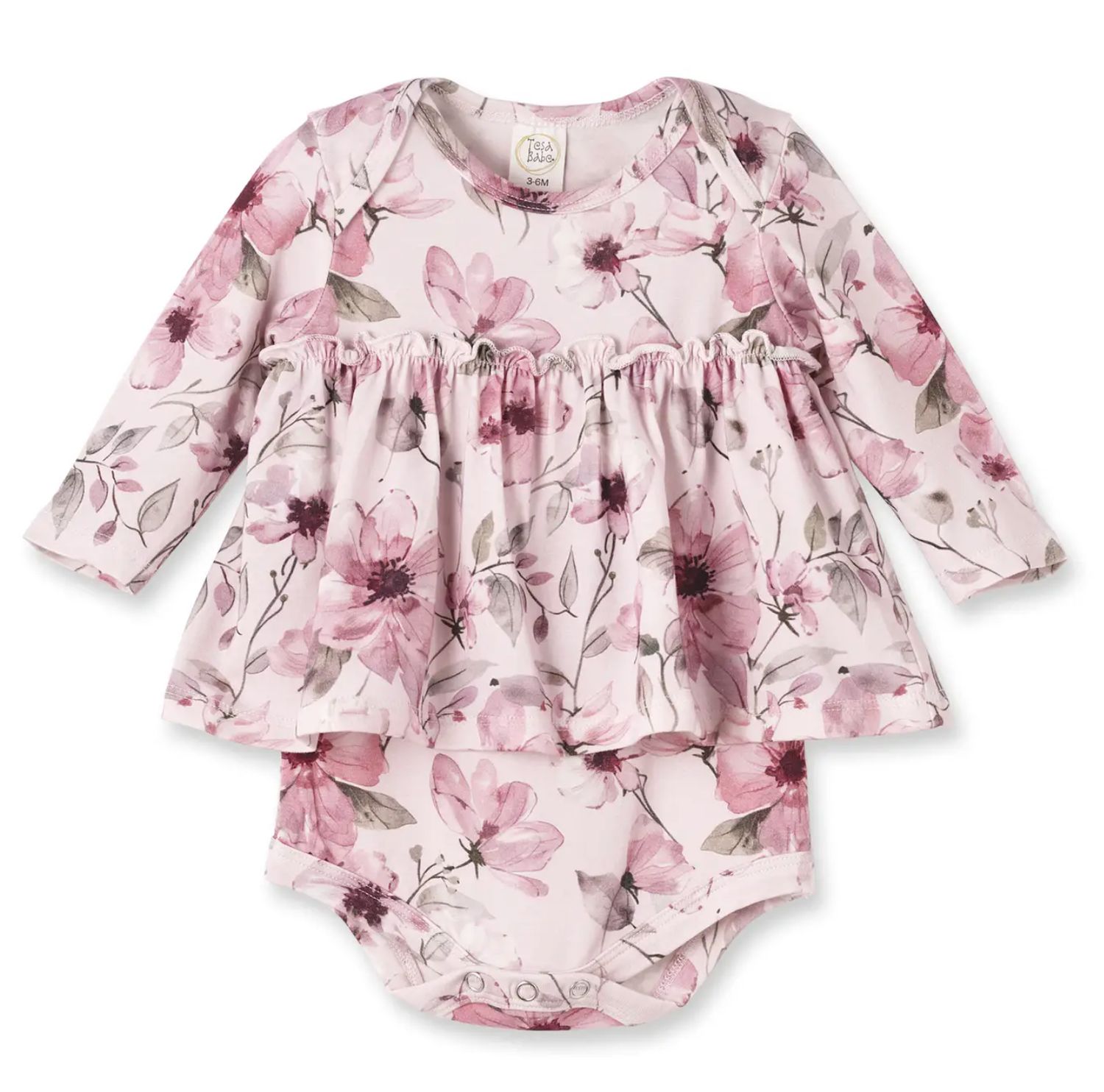 Tesa Babe Watercolor Floral Skirted Bodysuit