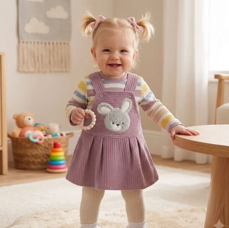 2803 Bunny Dungaree skirt set