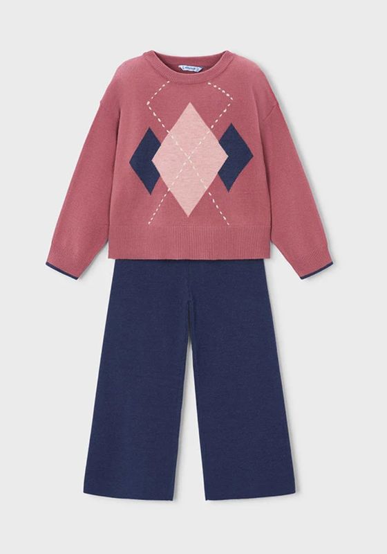 4527 Long Knit Trousers Set
