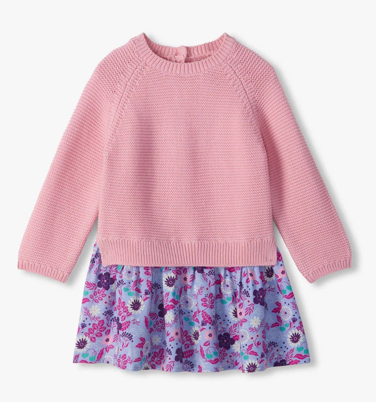 Tiny Flowers Mixed Media Sweater Dress