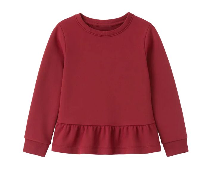 Long sleeve peplum top w/ruffle hem