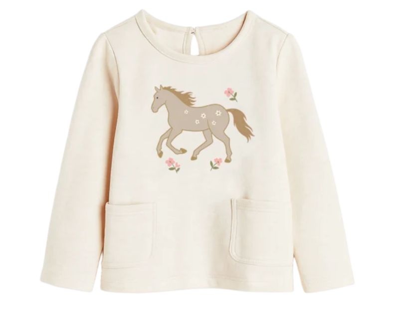 Galloping horse L/S tee cream