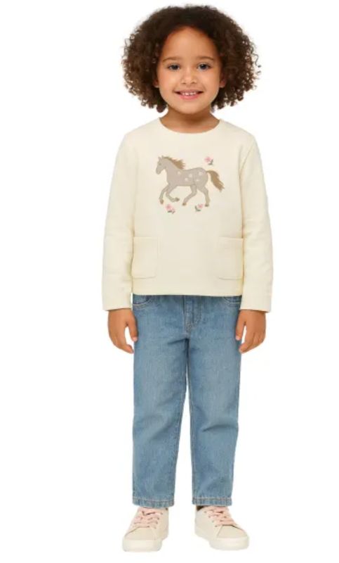 Galloping horse L/S tee cream