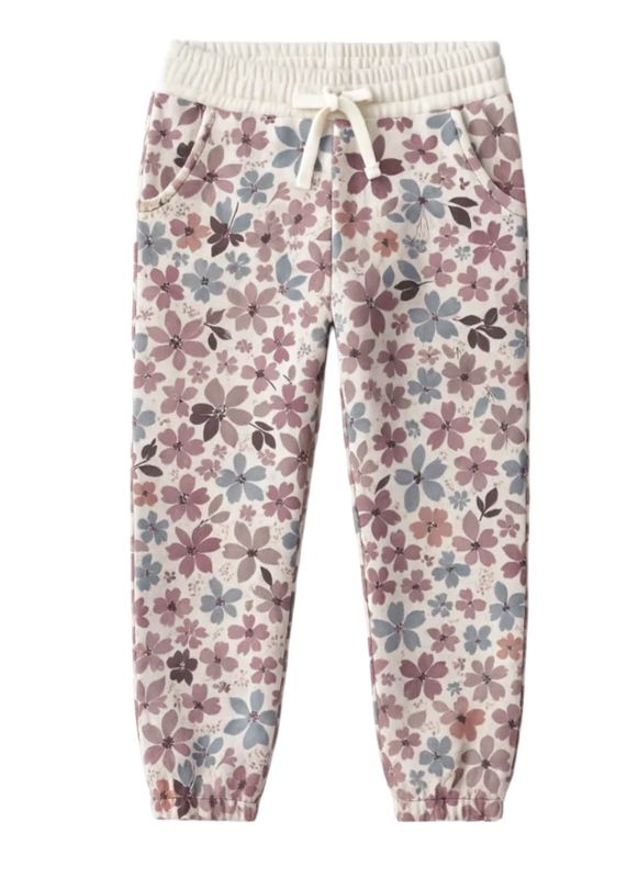 Floral terry jogger pants