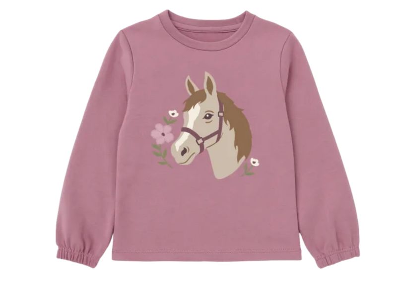 Purple long-sleeve top w/ horse graphic