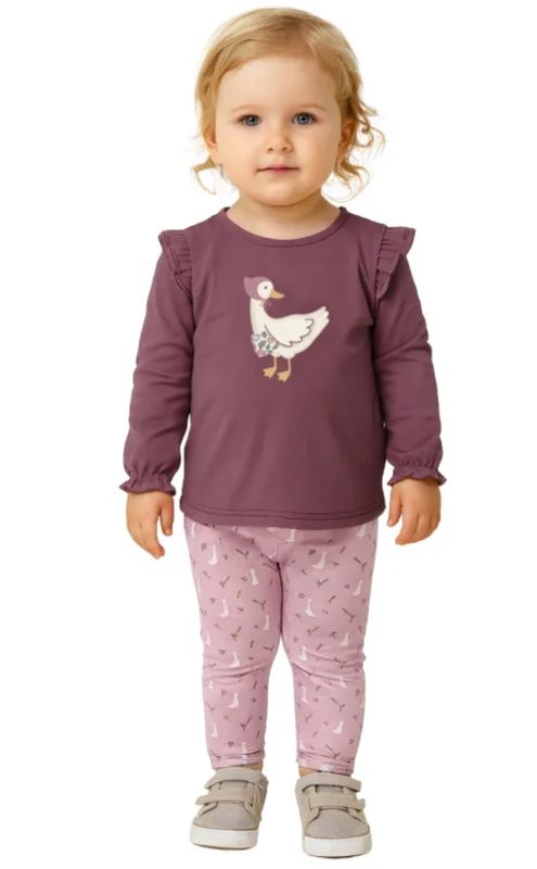 purple L/S duck tee w/leggings set