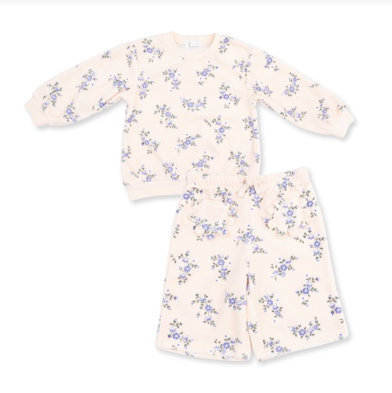 Sweet Hanna Floral Velour Oversized Sweatshirt set