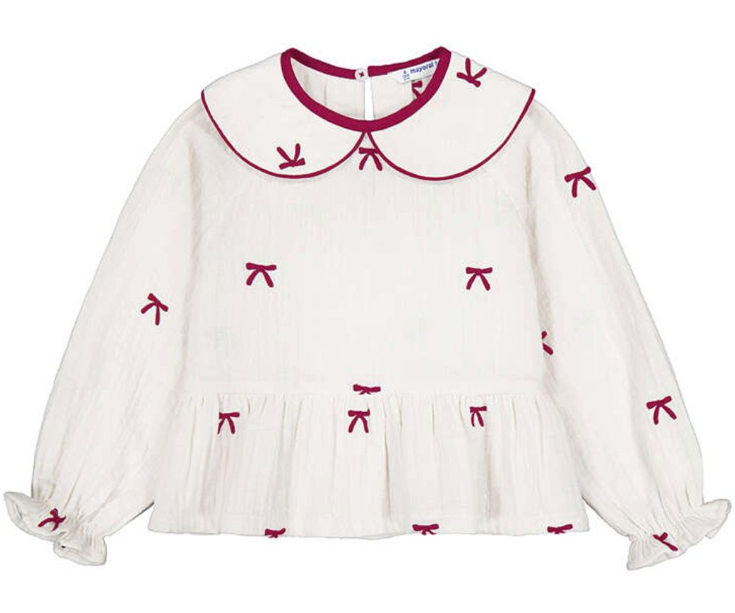 4150 Embroidered bows blouse