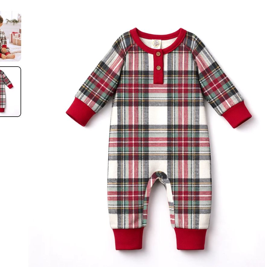 Baby Christmas Plaid Romper