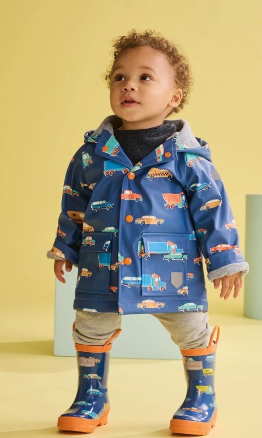 Driving cars preschool raincoat