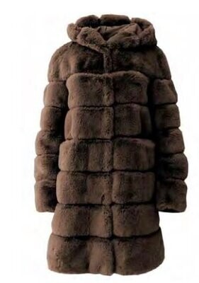 Passioni - Chocolate Faux Fur hooded coat
