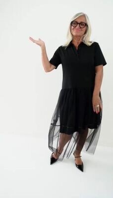 UCHUU Polo Shirt Dress with Tulle Over-Lay CS23-022