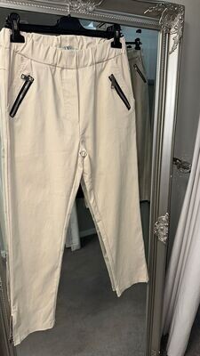 YEW Trousers - Beige Zip Detail 25022