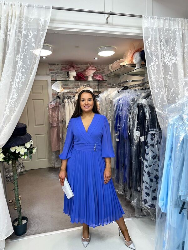 Lizabella - Chiffon Pleated -Dress - Azure - 2817 Lizabella - Chiffon Pleated -Dress - Azure - 2817