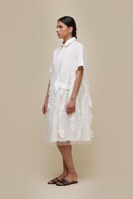 UCHUU - Shirt Dress 3D Cut Out - White - CS24-009