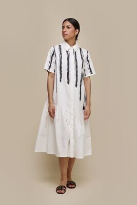UCHUU - Shirt Dress - CS24-010 - Milk/Black