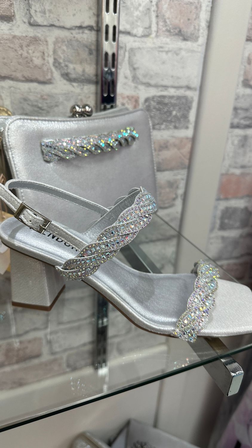 Menbur Silver block hell sandal and bag, Size: 3