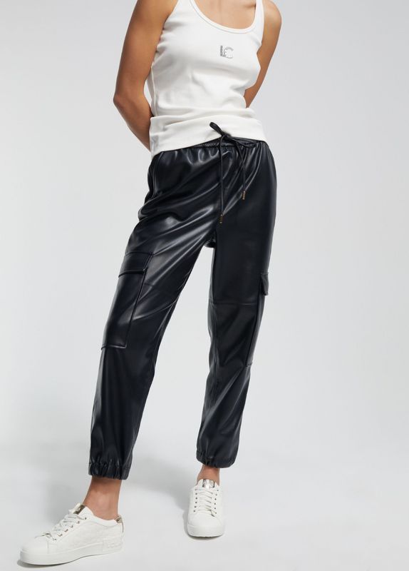 Lola Casademunt - Faux Leather Cuffed Cargo Joggers -LF2414006