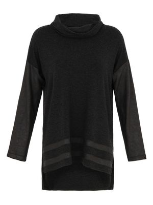 EverSassy - Charcoal Tunic with faux leather sleeve - 14752