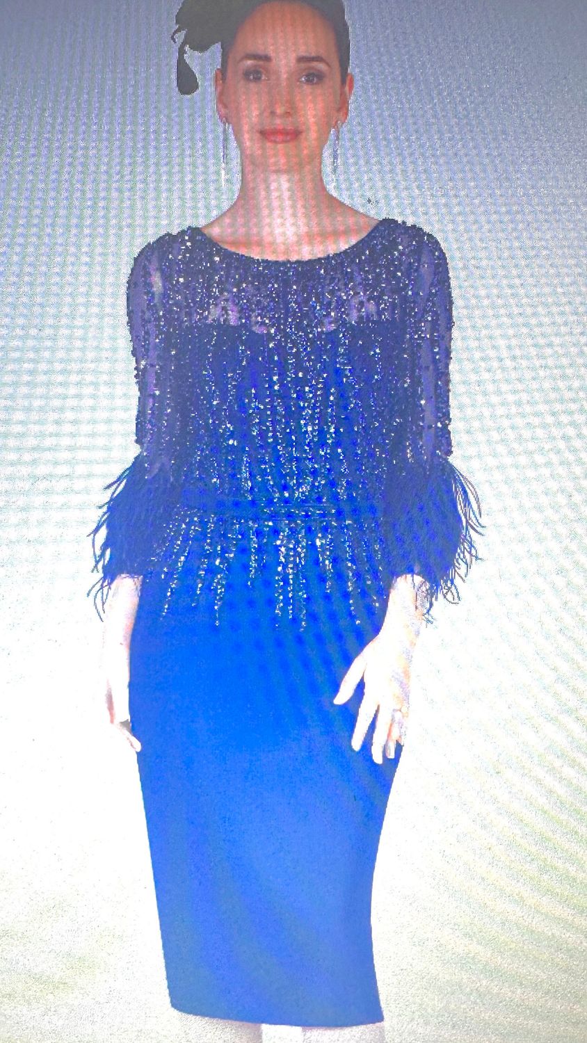 Royal Diamante Fitted Dress, Size: 12