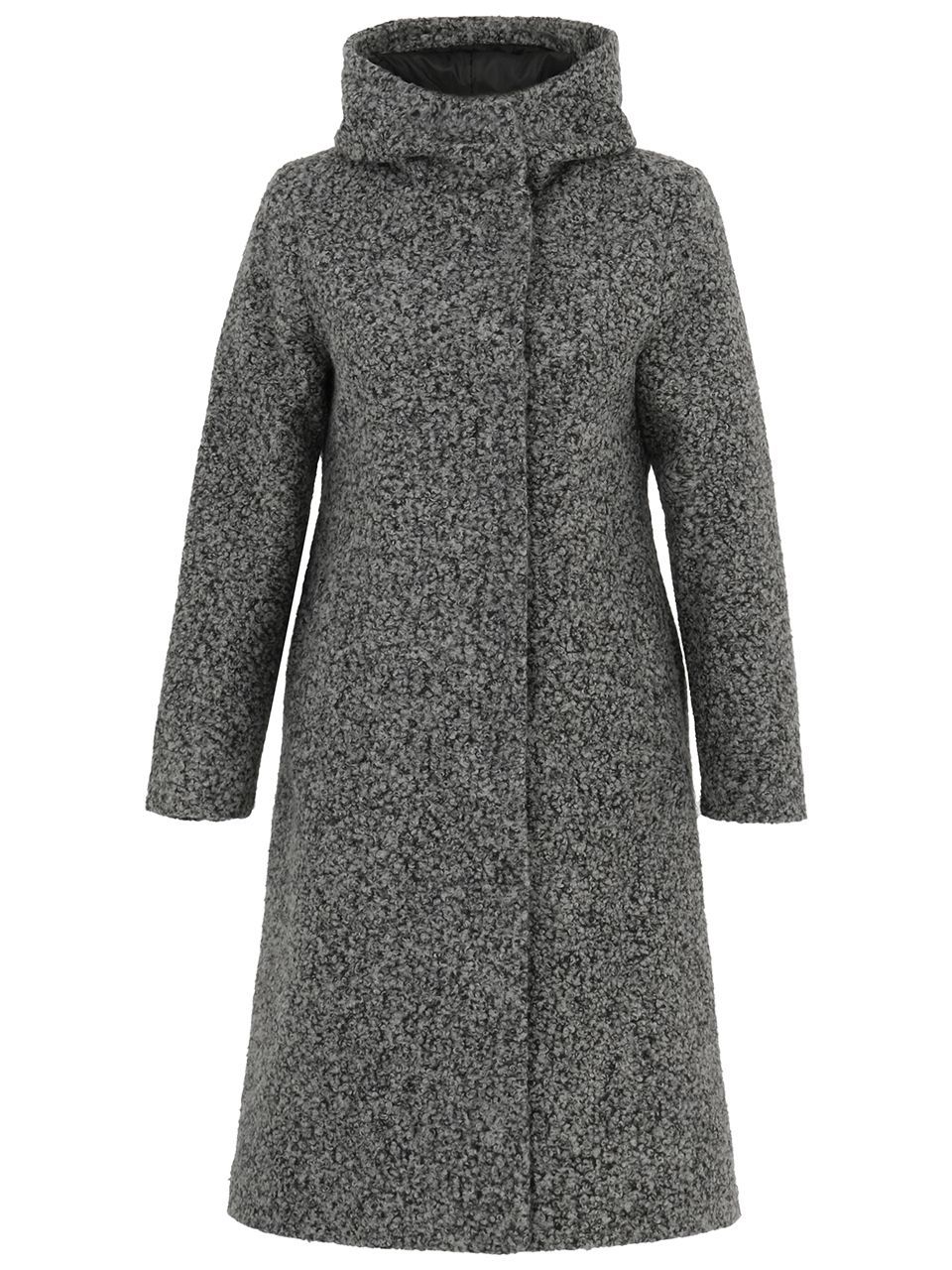 EverSassy - Grey Boucle - Hooded Coat - 14952, Size: S(12/14)