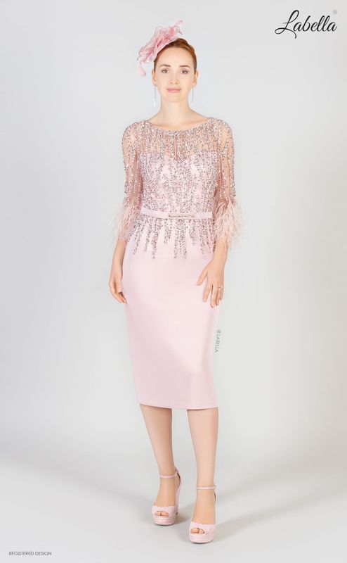Blush Pink Diamante Embellished Fitted dress