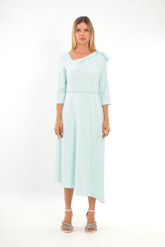 Lizabella - Aqua Pleat Insert Dress - 2060