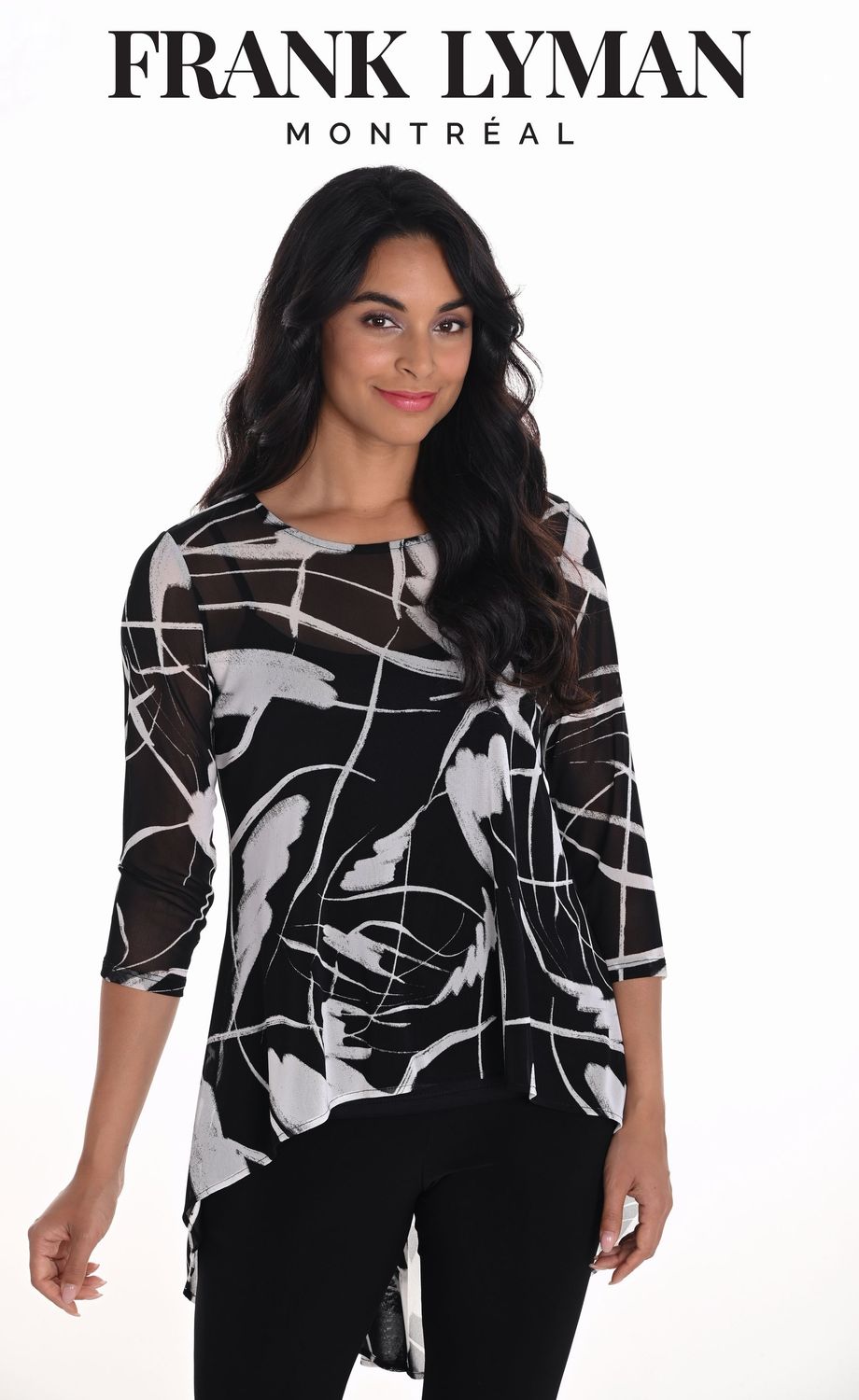 Frank Lyman - 251344 - Black/Ecru Print Top
