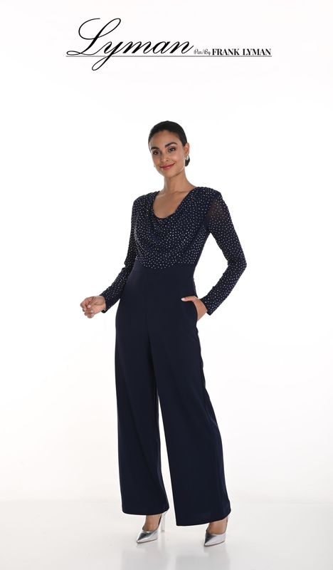 Frank Lyman - 258721U - Navy Cowl Neck Jumpsuit Frank Lyman - 258721U - Navy Cowl Neck Jumpsuit