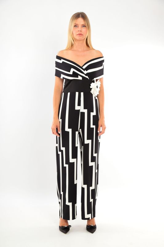 Lizabella - Black & White - Jumpsuit - 5086