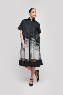 UCHUU - Mesh Over-Lay Shirt Dress - CS25-005