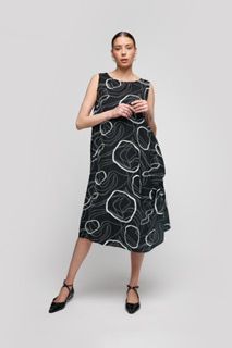 UCHUU - Black & White Squiggle Dress - CS25-023