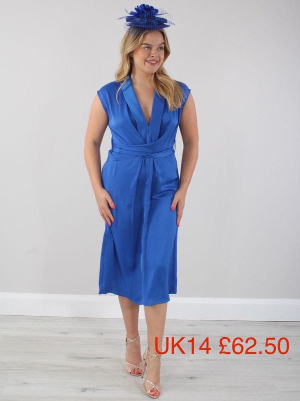 Arggido - Blue Satin - Wrap Dress Arggido - Blue Satin - Wrap Dress