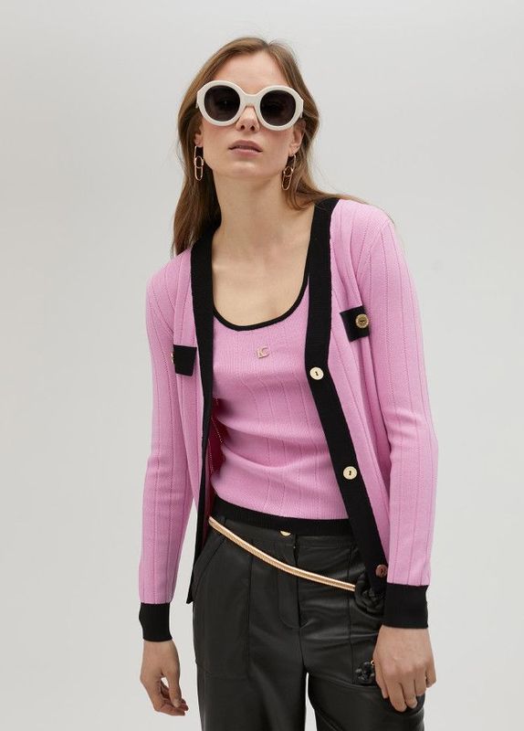 Lola Casademunt - Two Tone Cardigan - Pink & Black - LS2511011