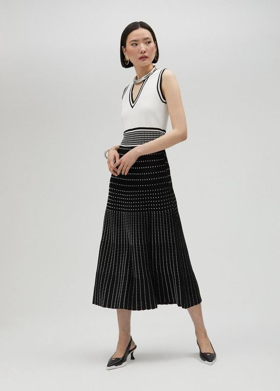 Lola Casademunt - Pleated Bicolour Midi Knit Dress - LS2516002