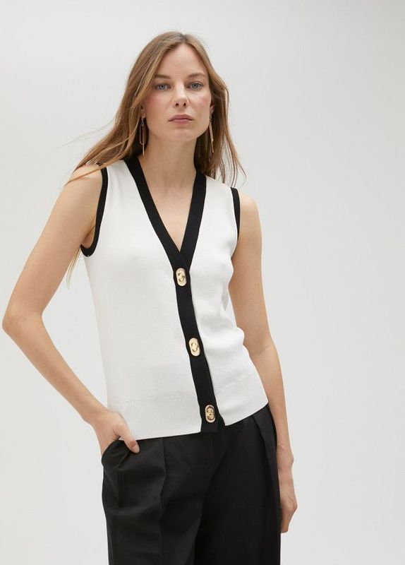 Lola Casademunt - Ivory & Black Knit Vest - LS2511001