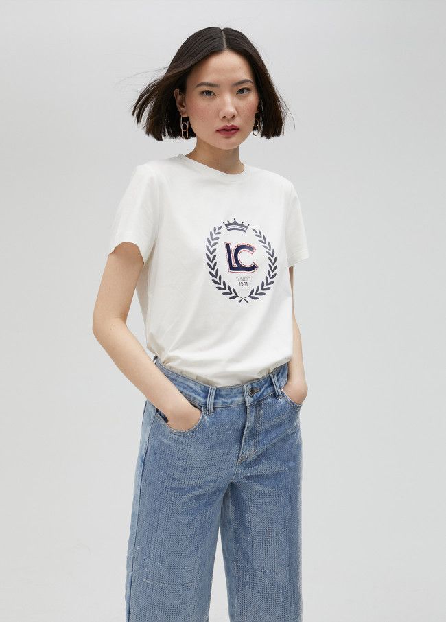 Lola Casademunt - T-Shirt with Logo in Navy & Red - LS2515051