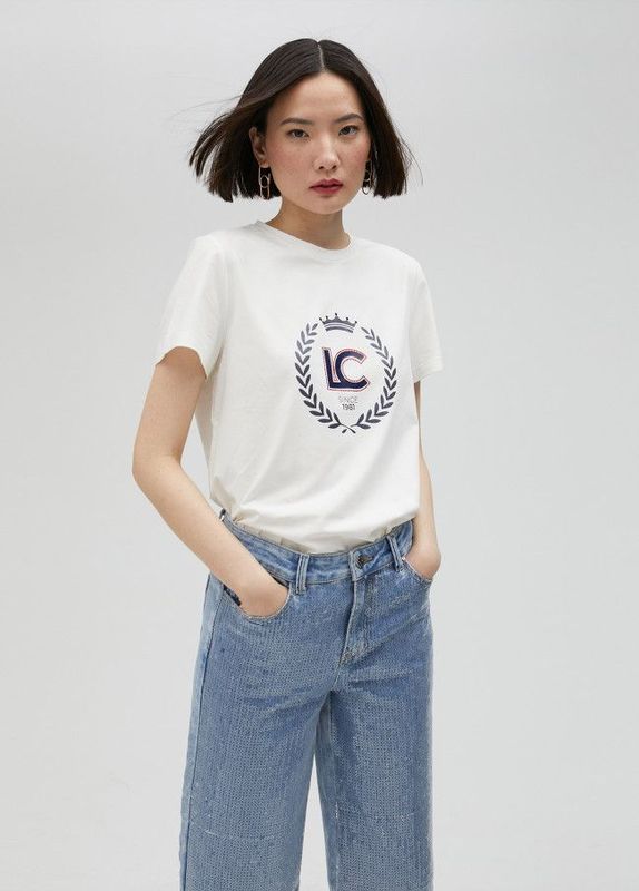 Lola Casademunt - T-Shirt with Logo in Navy & Red - LS2515051