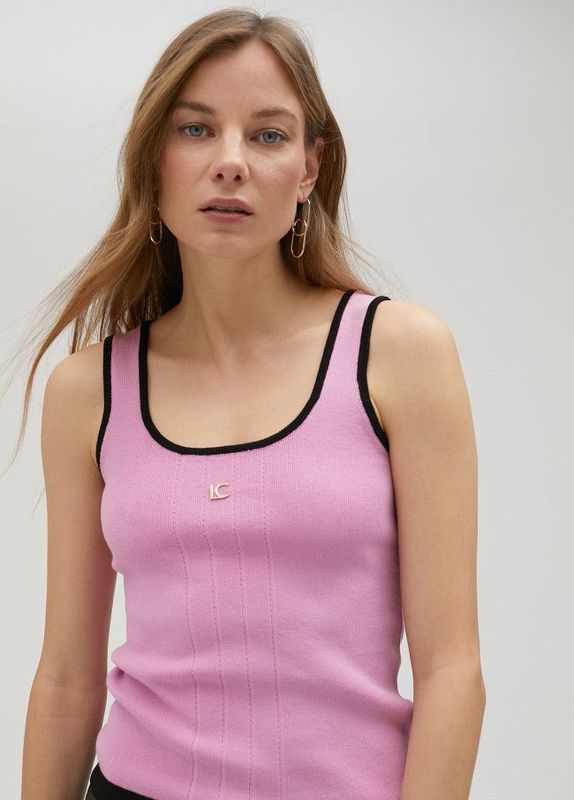Lola Casademunt - Two Tone Knit Top - Black & Pink