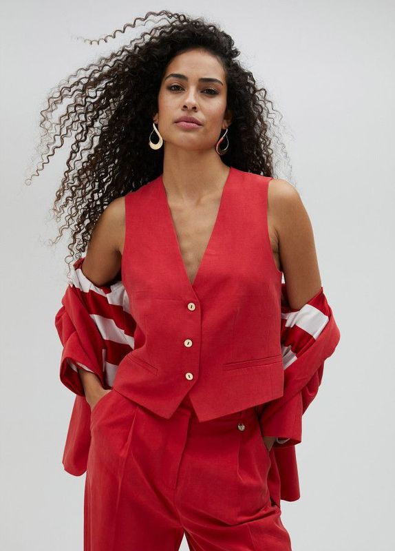 Lola Casademunt - Red Linen Waistcoat - LS2502007