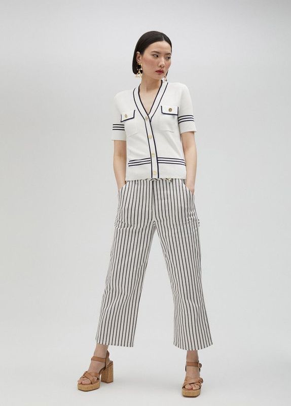 Lola Casademunt - Navy & Ivory Stripe - Trousers - LS2514023