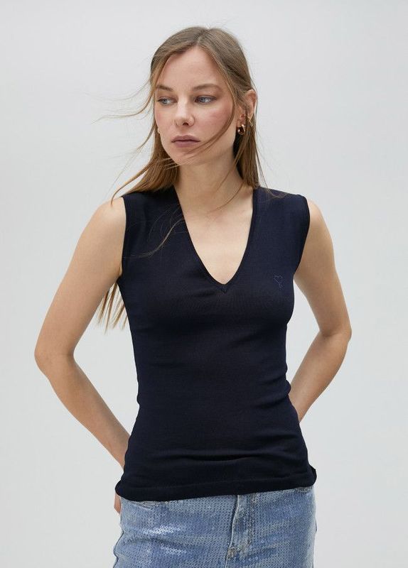 Lola Casademunt - Navy Knit sleeveless vest - LS2515002