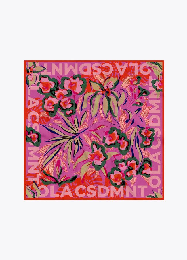 Lola Casademunt - Tropical Print Satin Scarf - LS2507006