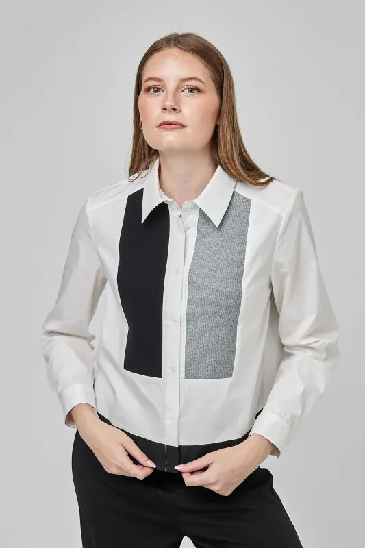 UCHUU - Paneled Shirt - Tri Colour - CF25-605 UCHUU - Paneled Shirt - Tri Colour - CF25-605